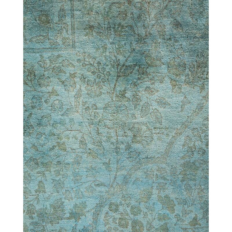 Overton Hand Knotted Wool Vintage Inspired Modern Contemporary Overdyed Gray Area Rug - 9' 1" x 12' 4"