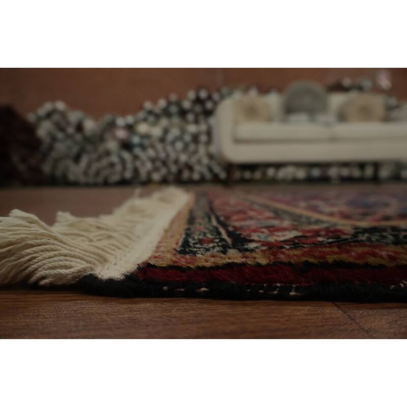 Hand Knotted Oriental 100% Wool Carpet Traditional Floral Red Sarouk Area Rug - 4' 11'' X 3' 4''