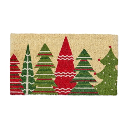 Happy Christmas Trees Coir Mat