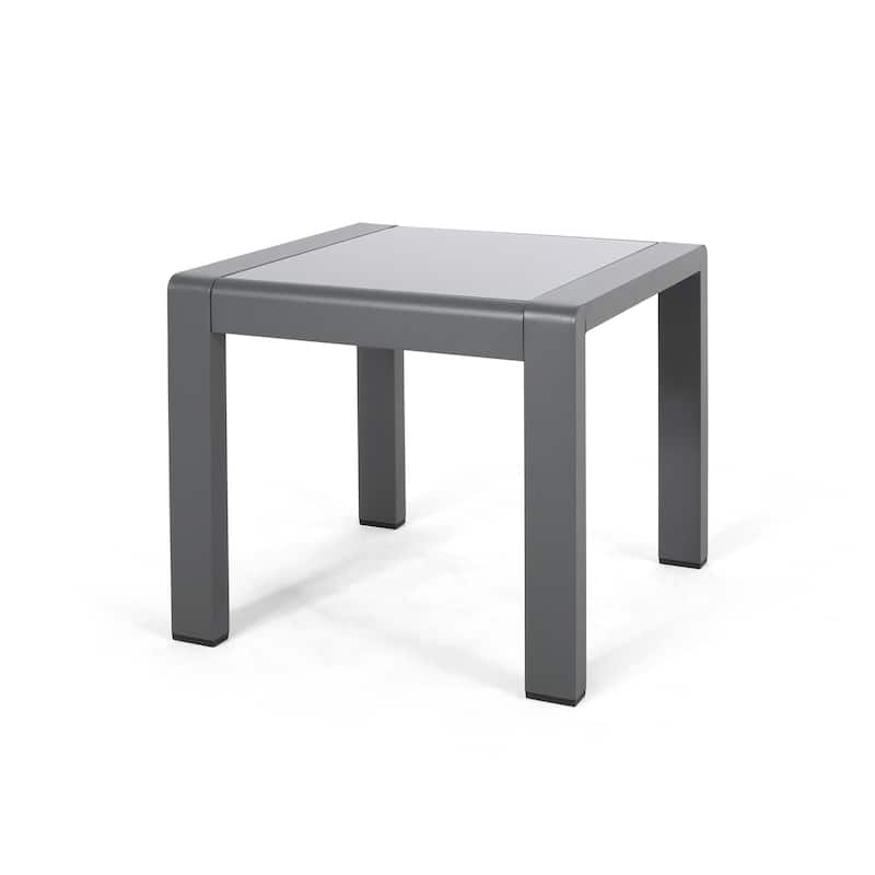 Cape Coral Outdoor Aluminum and Tempered Glass Side Table by Christopher Knight Home