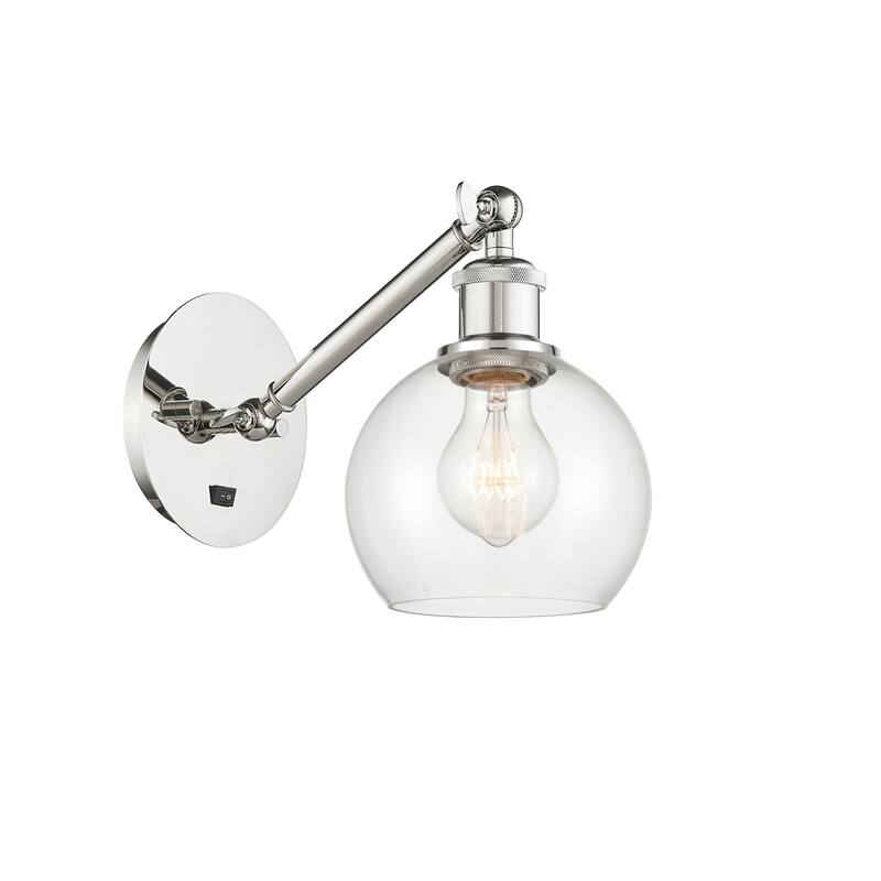 Innovations Lighting 317-1W-12-6 Athens Sconce Athens 12" Tall Wall - Polished Nickel / Clear