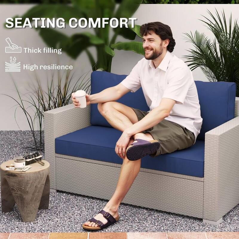 Outdoor Loveseat Cushion Set (Set of 1 Seats,48x24in, 2 Backs,24x18in )