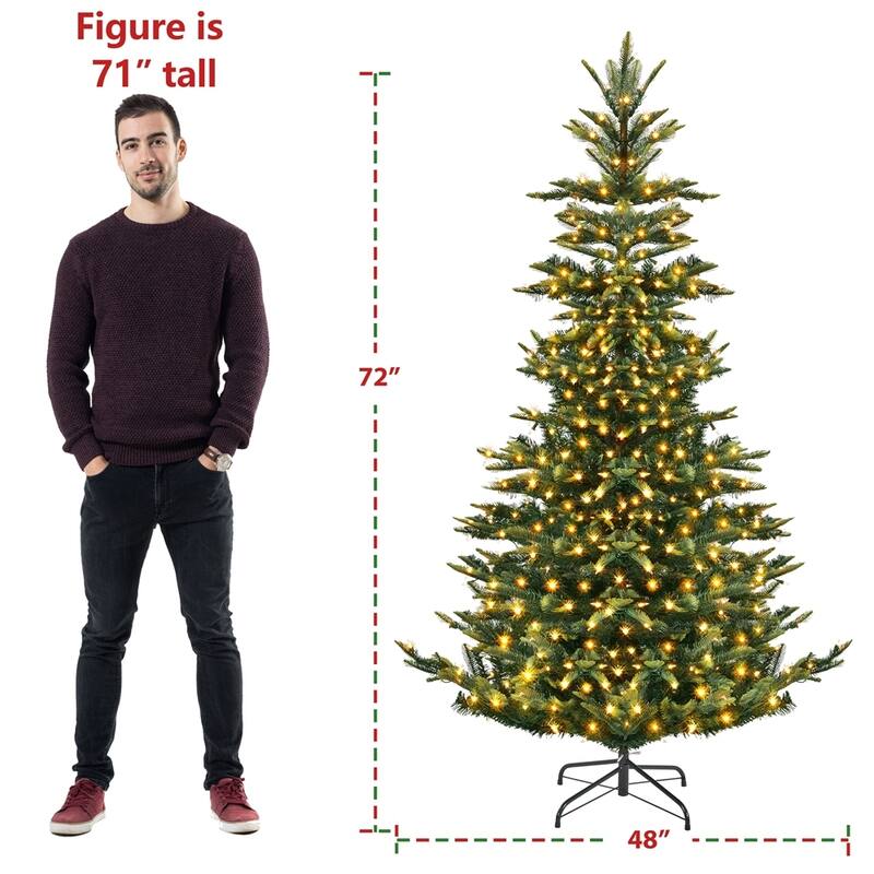 Yaheetech Pre-Lit Christmas Tree Artificial Christmas Tree with Warm White Incandescent Lights