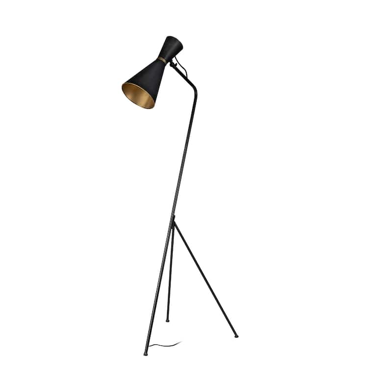 Black and Brass Conical Metal Floor Lamp - 17.72" W x 58.27" H x 20.08" D - 17.72" W x 58.27" H x 20.08" D - Black