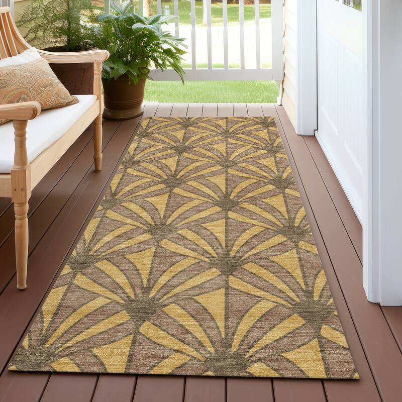 Machine Washable Indoor/ Outdoor Casual Kim Chantille Rug - Gold - 2'3" x 7'6"