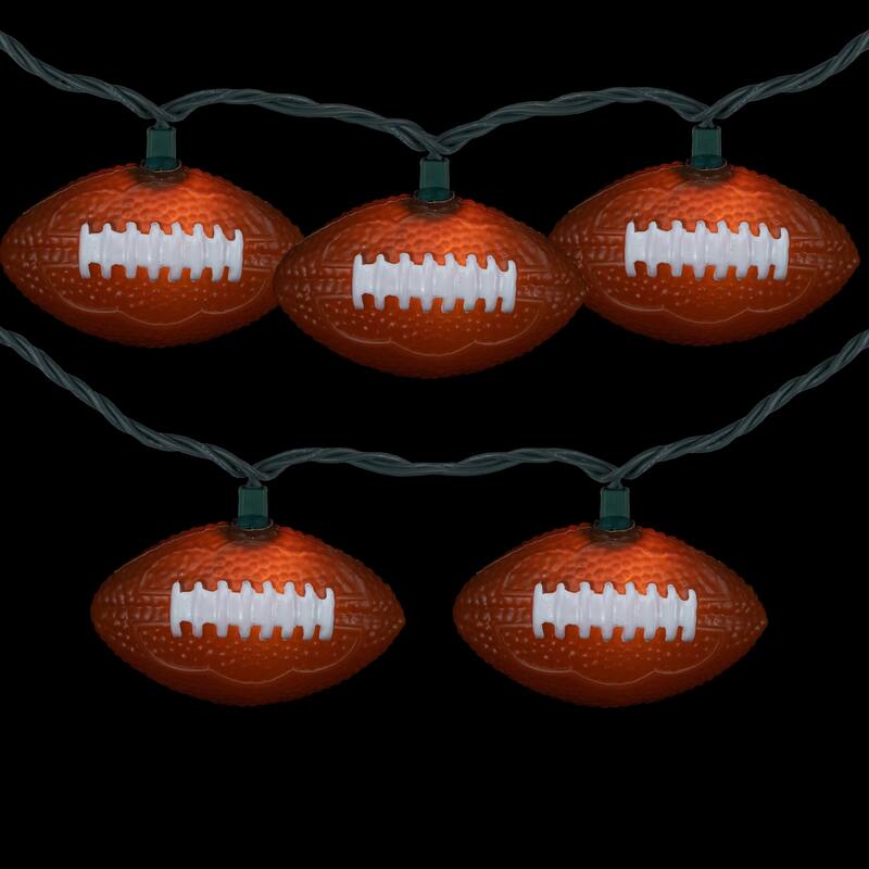 Football Indoor Outdoor Patio Light Set - 6' - Green Wire - 10ct