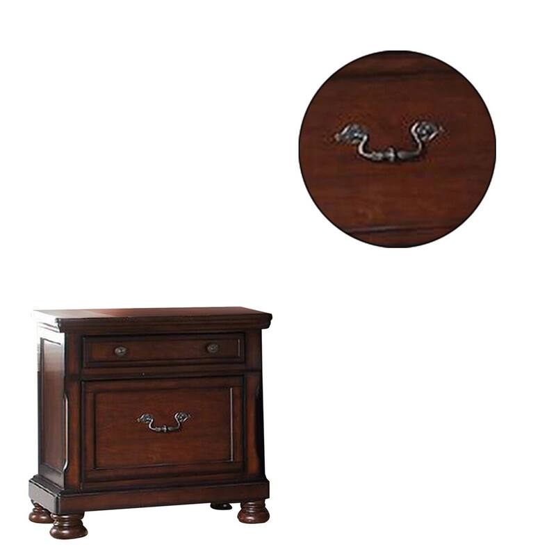 Brown 2 Drawer 18 in. W Nightstand with Sturdy Hardware and Ample Storage