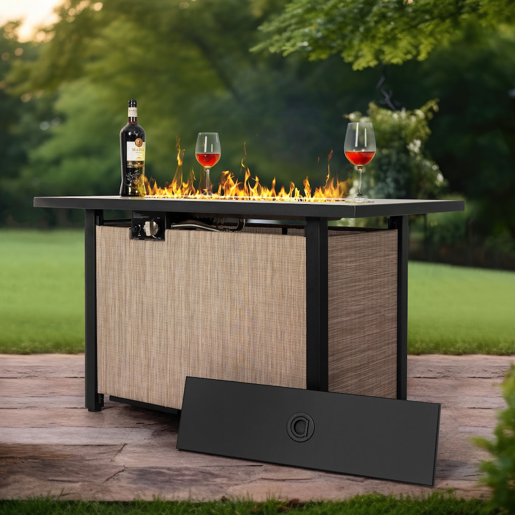 Outdoor 43’’ Fire Pit Table, 50,000 BTU Propane Fire Pit with Lid