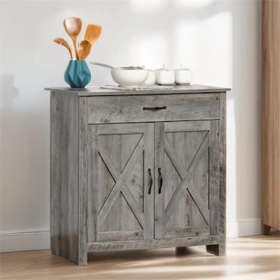 Barn Door Style Kitchen Sideboard Buffet Cabinet, 32" Accent cabinet