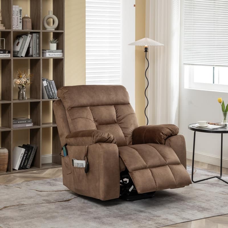 Flagship Oversized Velvet Power Lift Recliner - Recliner Chair with Massage,Heating and Assisted Standing