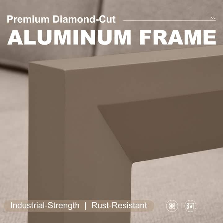 PURPLE LEAF Caesar Khaki Outdoor Couch with 9.6" Thick Cushion and Table for Yard Porch Deck Outdoor Patio Conversation Sets