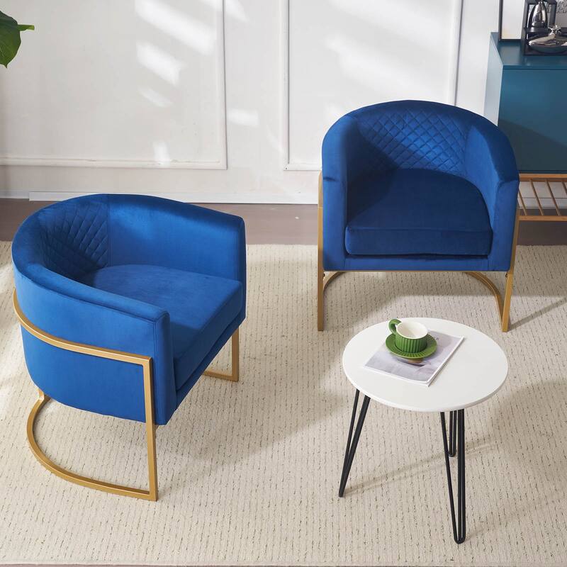 Upholstered velvet chair Gold metal bracket, medieval living room office tea room lounge chair with curved backrest