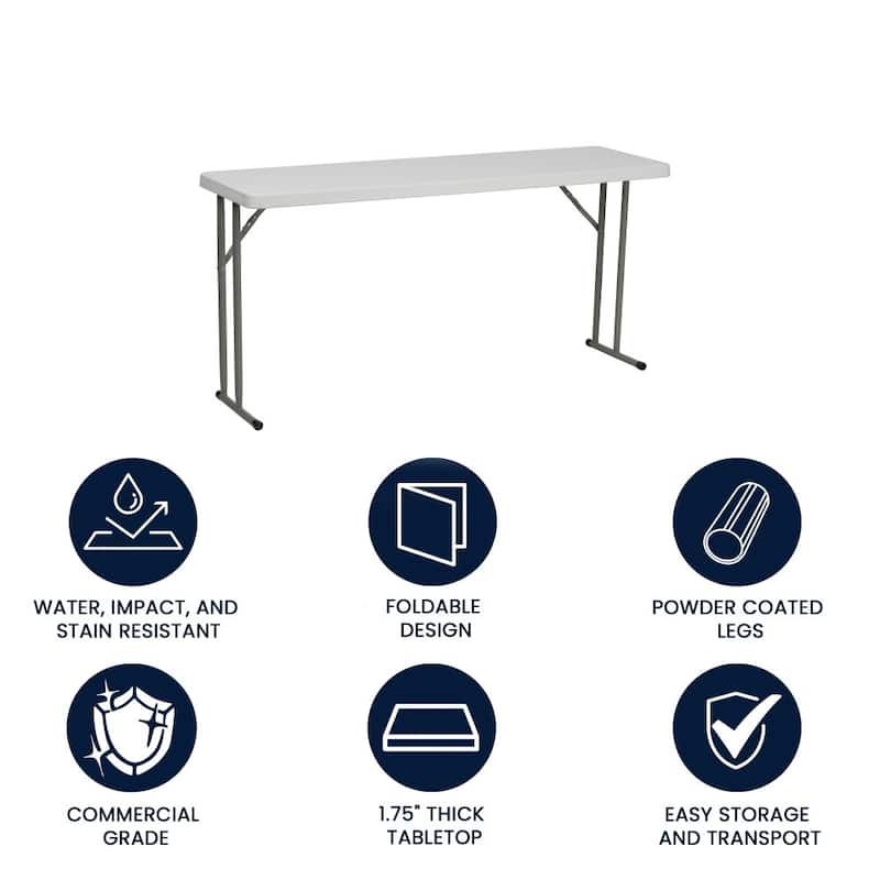 18"W x 60"L Rectangular Granite White Plastic Folding Training Table