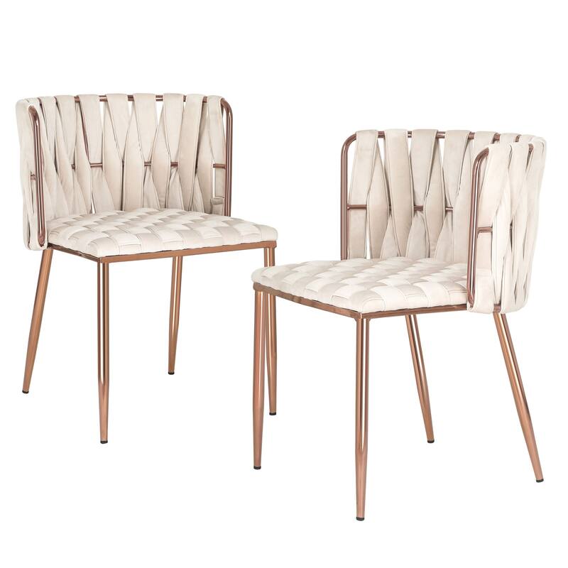 Adeco Set of 2 Velvet Accent Chairs for Living Room