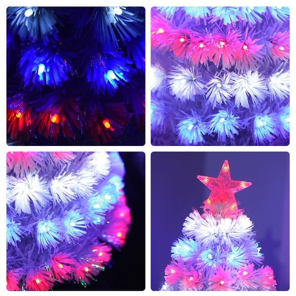 Shop Homcom 3ft Tall Artificial Tree Multi Colored Fiber Optic Led Pre Lit Holiday Home Christmas Decoration On Sale Overstock 14253537