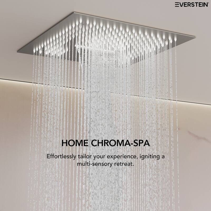 Digital Thermostatic Shower Set with Remote-Control LED Lights, Rainfall/Waterfall Combo and Massaging Jets