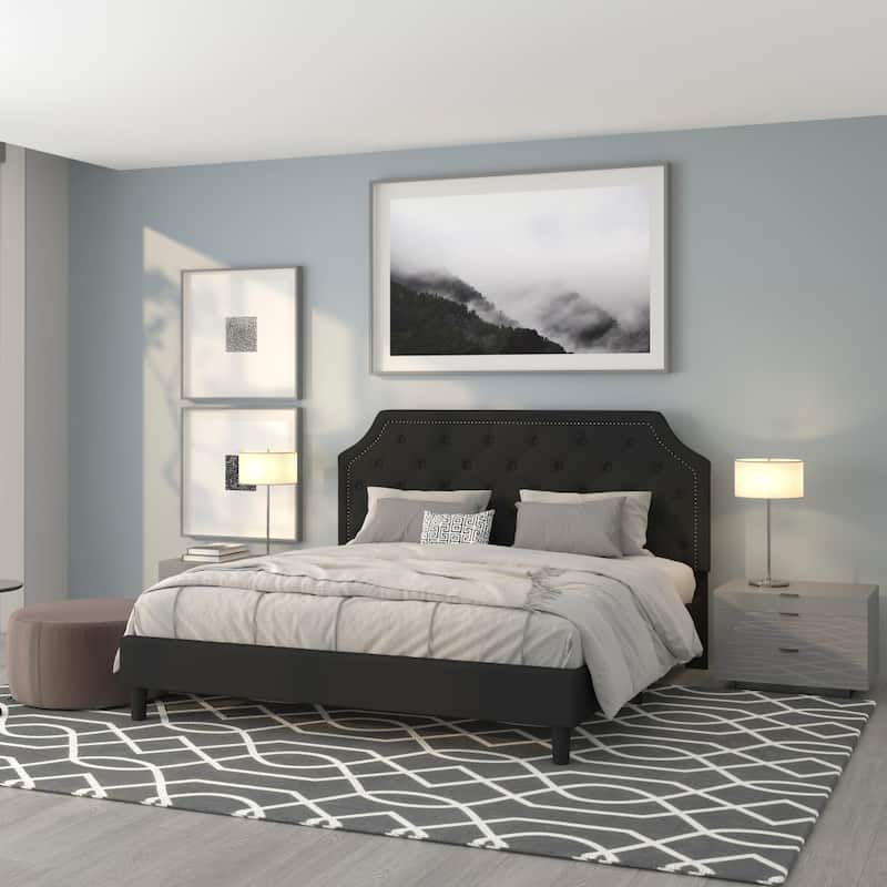 Arched Tufted Upholstered Platform Bed - Black