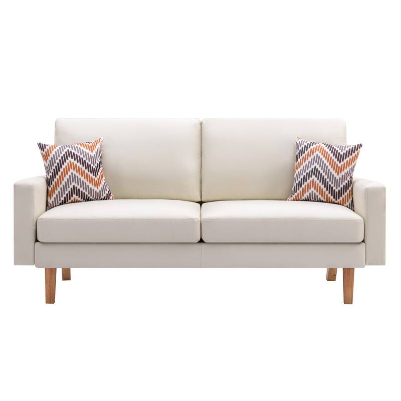 Linen Sofa and 2 Chairs with 2 Throw Pillows