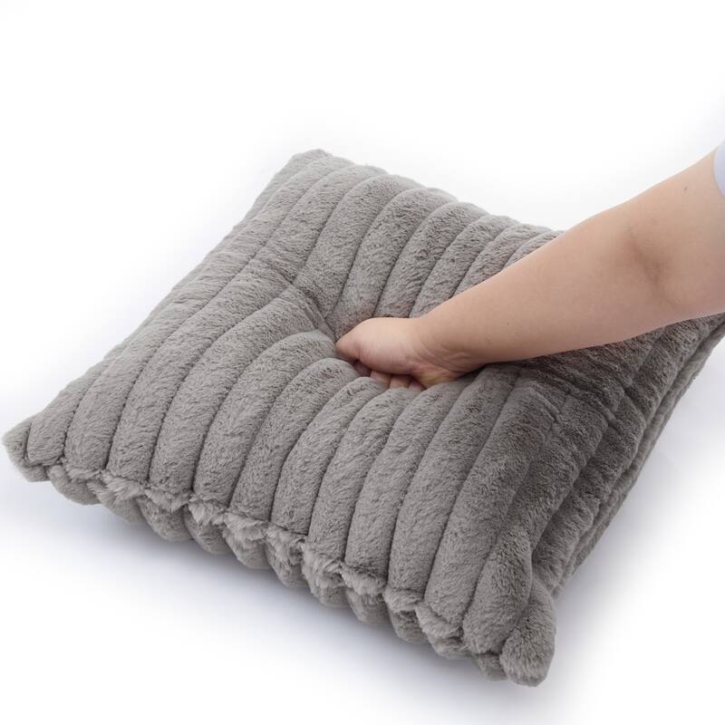 Faux Fur Decorative Throw Pillows for Couch & Bed (Set of 2)