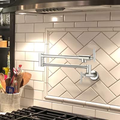 GIVINGTREE Farmhouse Wall Mount Pot Filler kitchen Faucet - 18.3" x 13.5"