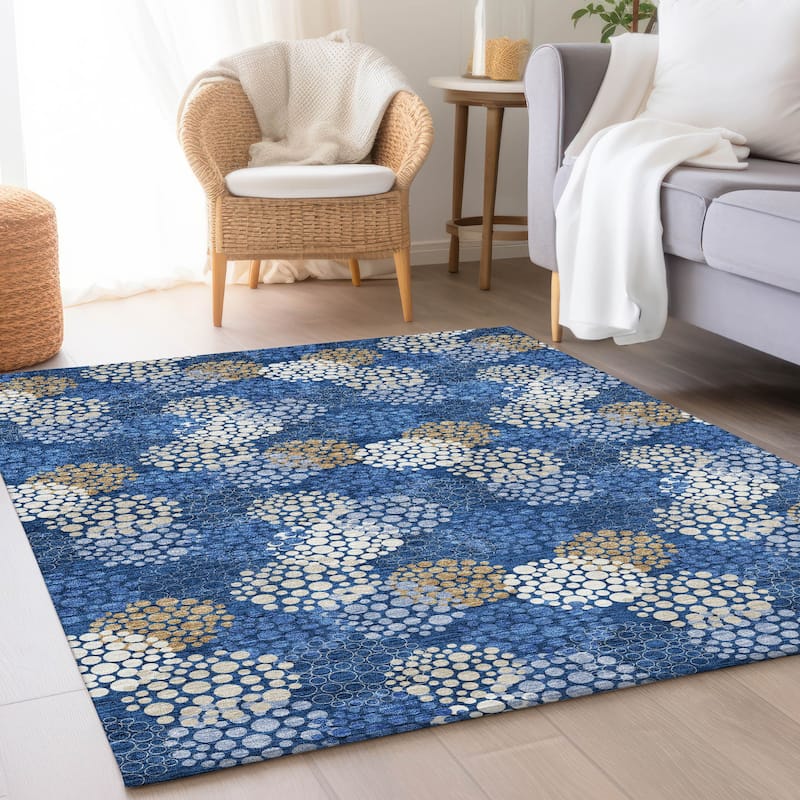 Premium Washable Super Soft Contemporary Clusters Mayfield Rug - Navy - 2'6" x 3'10"