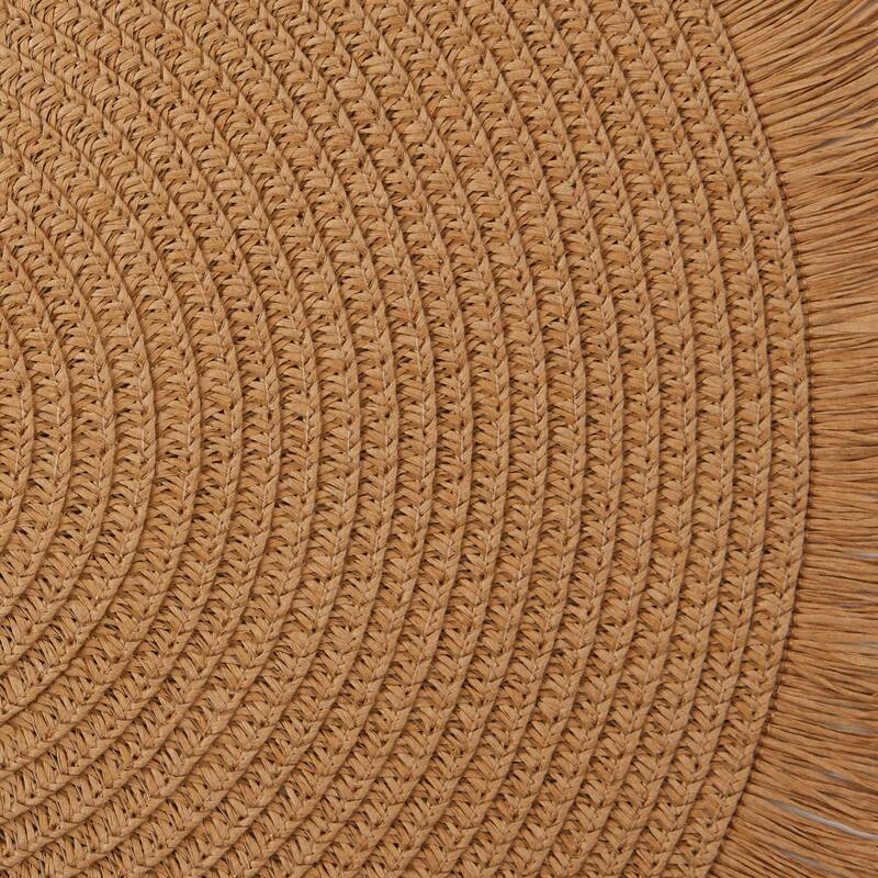 DII Natural Fringe Woven Polyester Round Placemat (Set of 6)