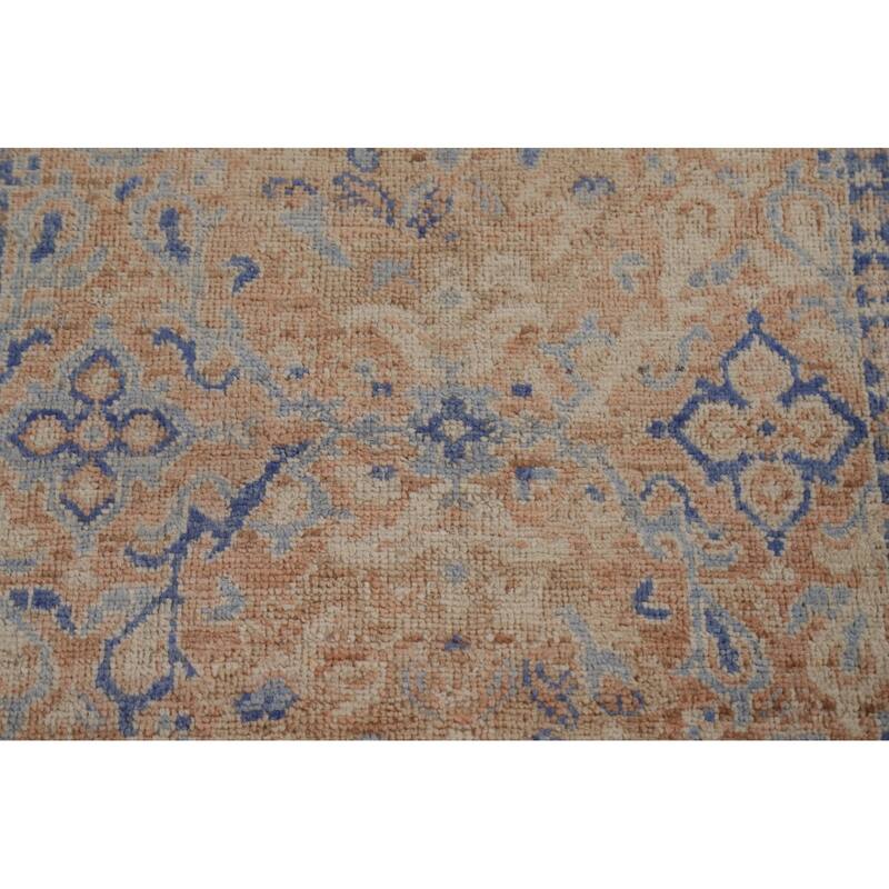 Hand Knotted Oriental 100% Wool Carpet Transitional Geometric Brown Oushak Area Rug - 3' 10'' X 2' 11''