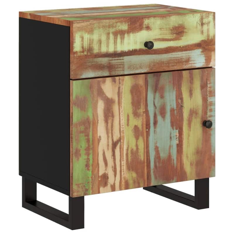 vidaXL Bedside Cabinet 19.7"x13"x23.6" Solid Wood Mango&Engineered Wood