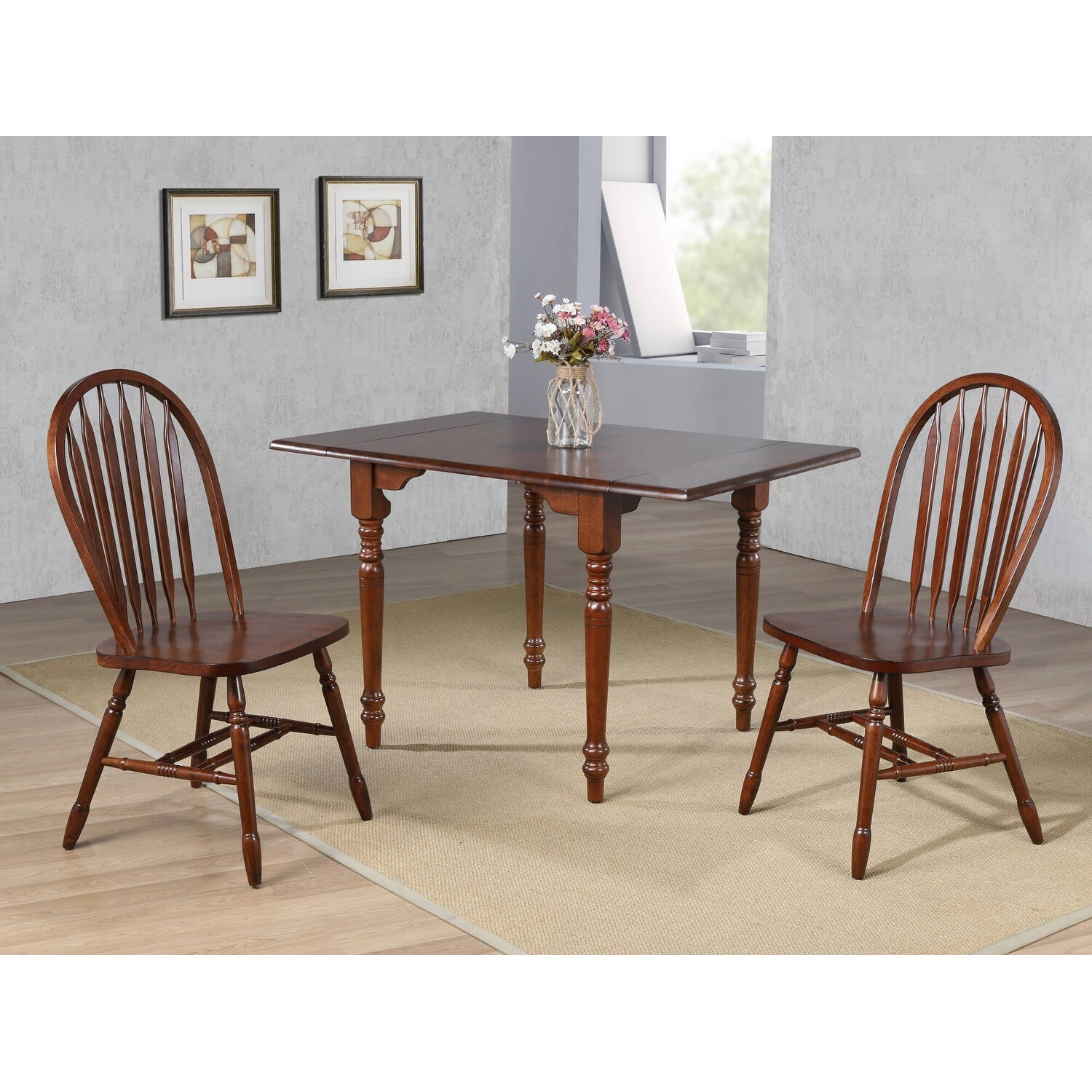 Chestnut dining table on sale and chairs
