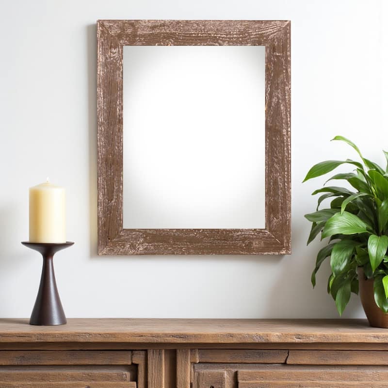 HomeRoots 20" x 24" Blue Solid Wood Hanging Picture Frame - Espresso Brown