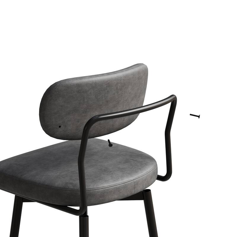 Bar Chairs Set of 2 Piece Set, 360 ° Swivel Bar Chair with Leather Cushions and Iron Brackets Counter Height Bar Chairs