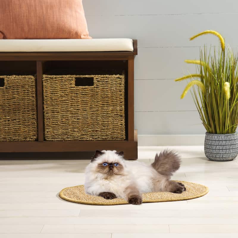 SAFAVIEH Home Sisal Small Boucle Weave Cat Scratch Mat - Brown - 12" W x 20" L