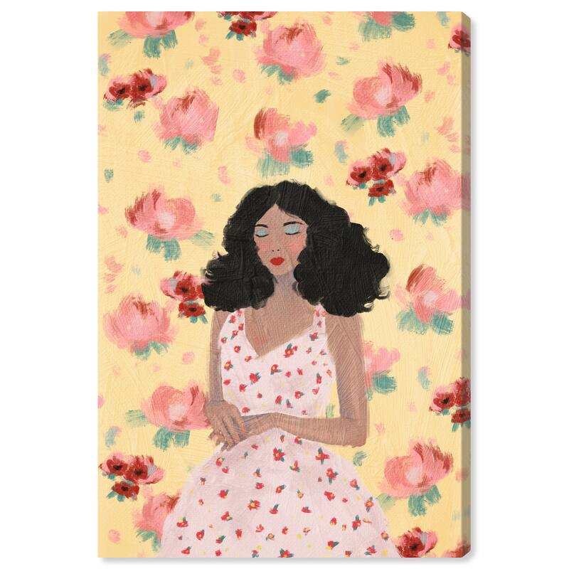 Wynwood Studio Fashion and Glam I do love flowers Yellow and Pastel Yellow Modern & Contemporary Wall Art Canvas Print