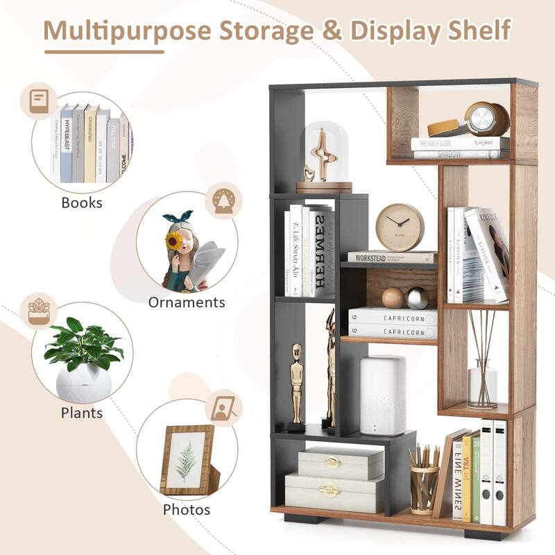 Costway 47" Tall Bookshelf Modern Geometric Bookcase with Open Shelves - See Details