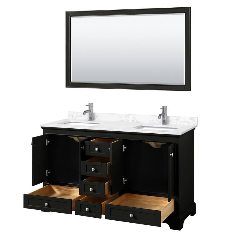 Deborah 60-inch Double Vanity, Cultured Marble Top, 58-inch Mirror