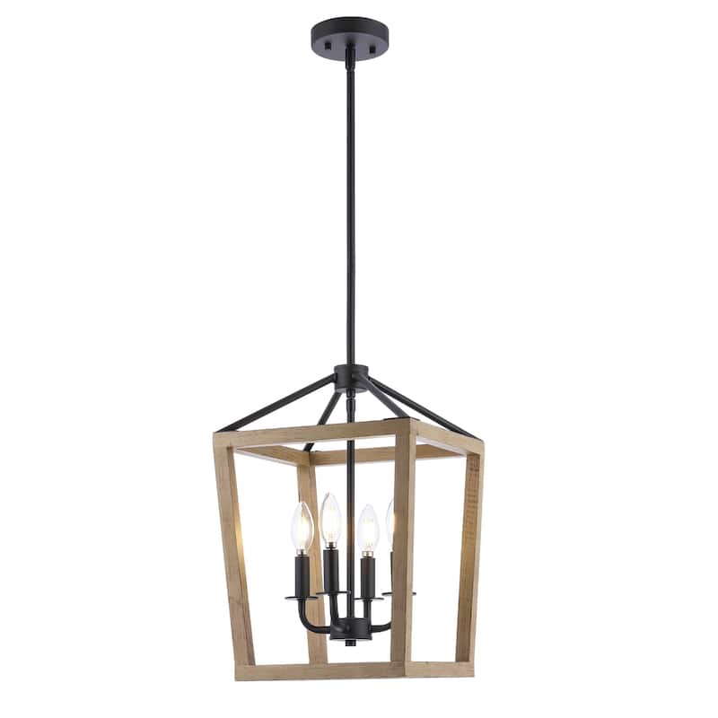 SAFAVIEH Lighting Samin Pendant - 12" W x 12" D x 26.8-56.8" H - Black/Natural - 12Wx12Dx57H