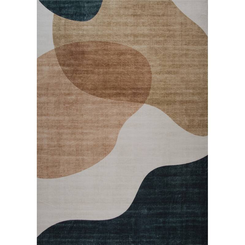 HomeRoots Abstract Contemporary Rectangle Area Rug - 130.00 in. x 91.00 in. x 0.40 in.