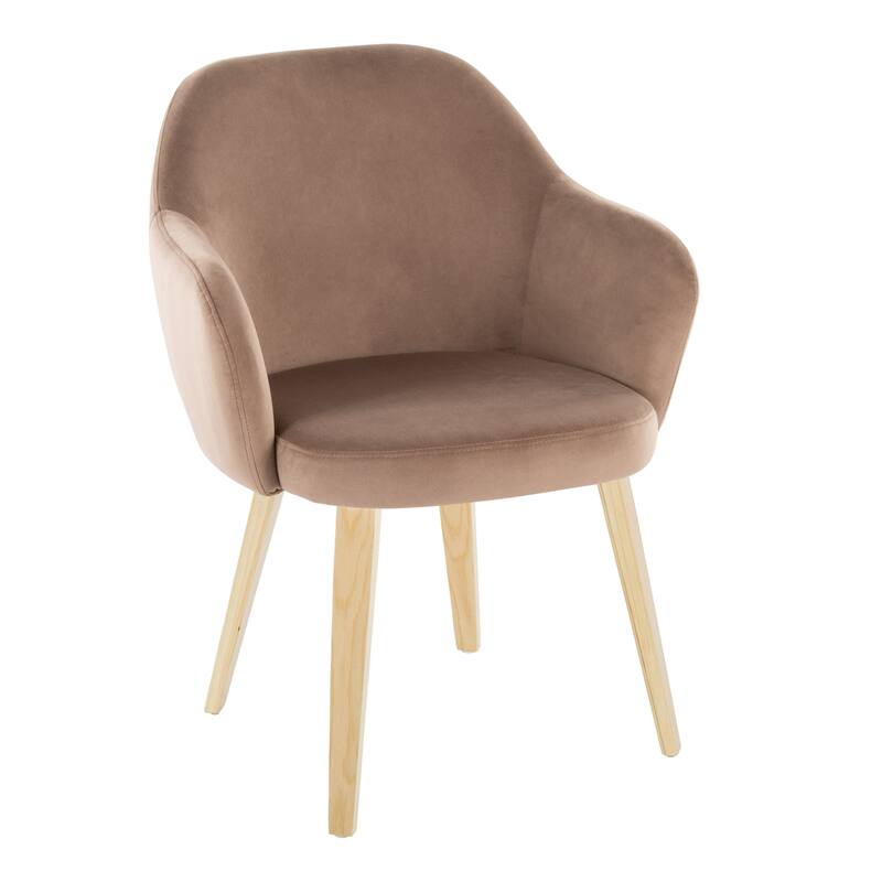 Porch & Den Beckett Dining Chair with Bent Wood Legs (Set of 2) - Brown Velvet/Natural Wood