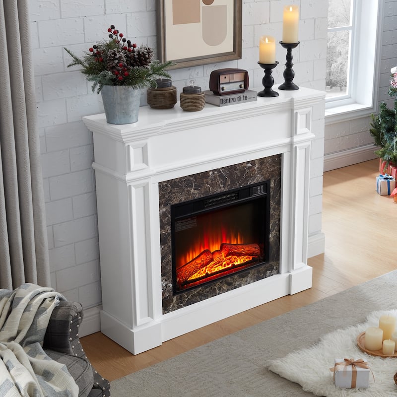 GDFStudio - Hearthstone Traditional Storage Electric Fireplace with Mantel and Realistic LED Flame