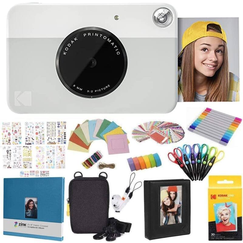 Kodak Printomatic Instant Print Camera Bundle with Blue Soft Case & 20-Pack Zink Photo Paper - N/A
