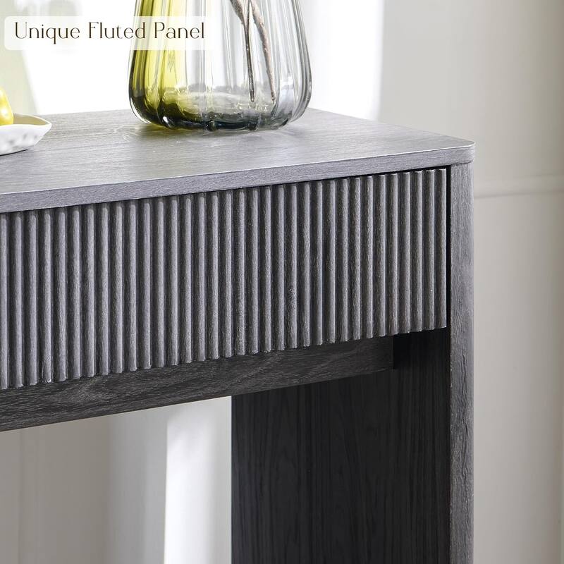 63" Modern Fluted 2 Drawers Entryway Table, Console Table, Sofa Table