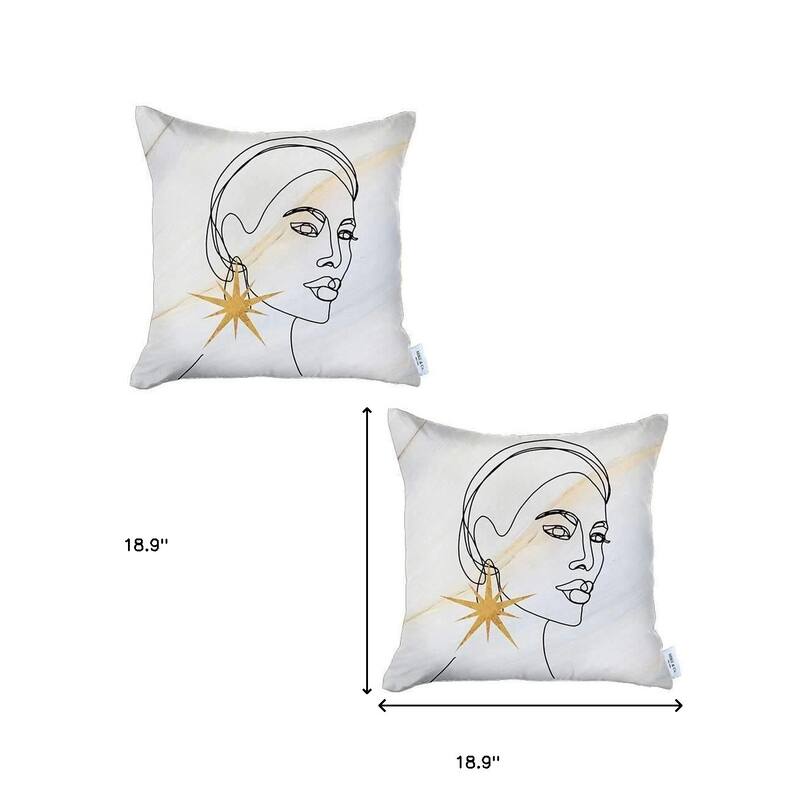 HomeRoots Set of Two 18" Beige and Black Throw Pillow