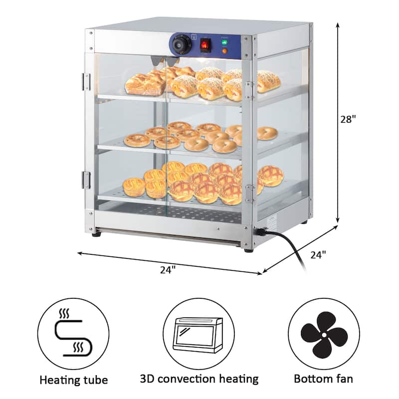 Commercial Food Warmer Display Cabinet with 3D Heating