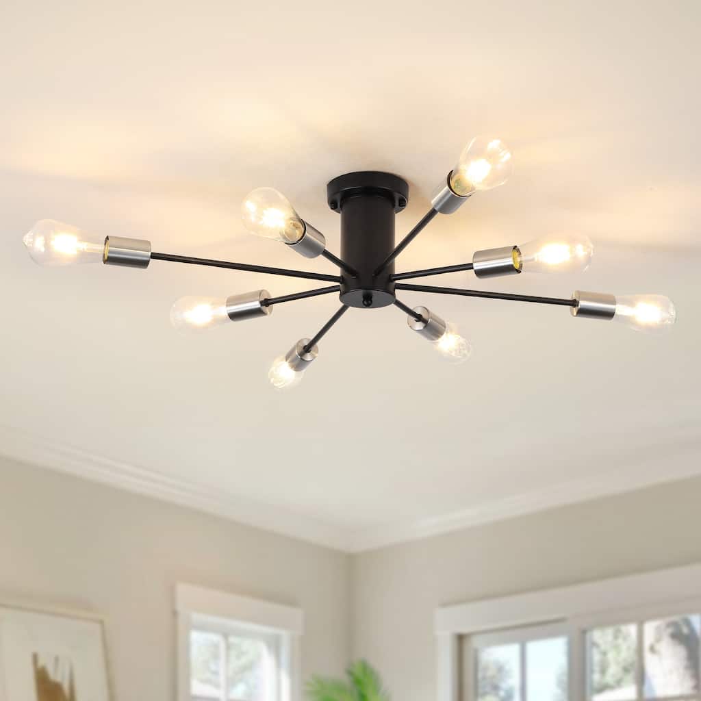 8-Light Modern Semi Flush Mount Sputnik Ceiling Light for Kitchen Bedroom Dining Room