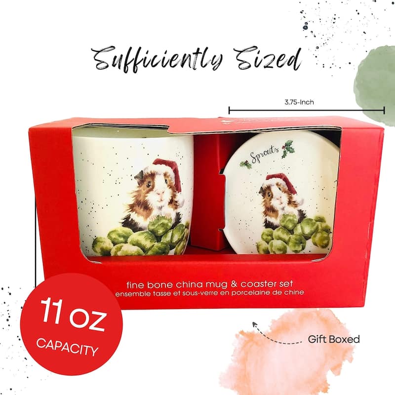 Royal Worcester Wrendale Designs Mug and Coaster Set Christmas