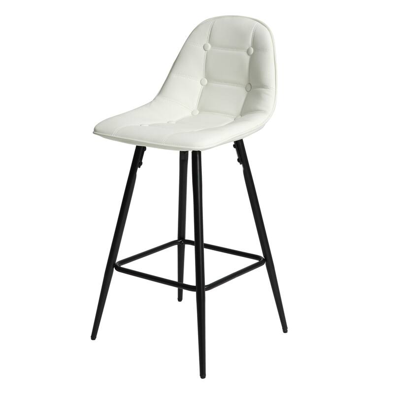 Modern Faux Leather Bar Stools Set of 2 with Back and Footrest-25.5" Seat Height