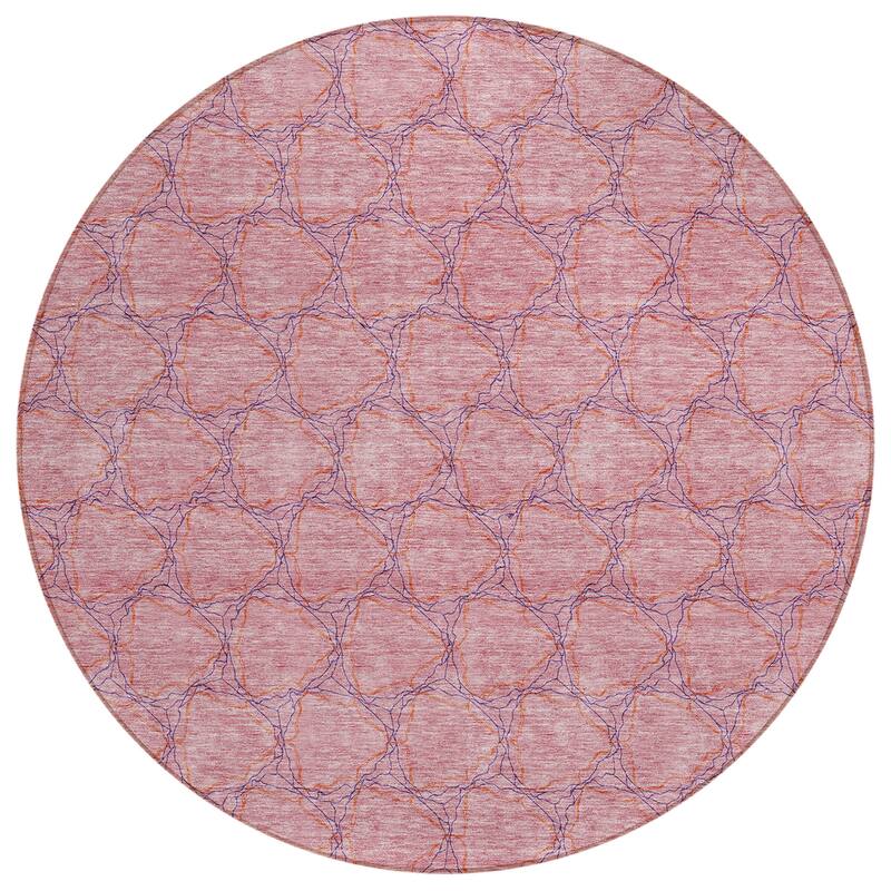 Machine Washable Indoor/ Outdoor Abstract Trellis Chantille Rug