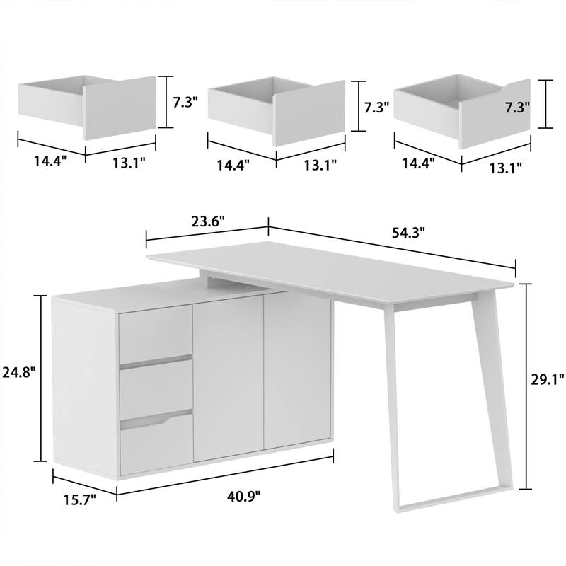 Timechee Home Office Computer Desk L-Shaped Corner Desk 54.3" Writing