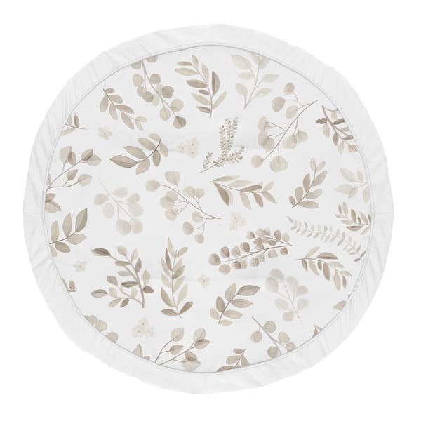 slide 2 of 4, Floral Leaf Boy Girl Baby Tummy Time Playmat - Ivory Cream Beige Taupe Gender Neutral Boho Watercolor Botanical Flower Woodland