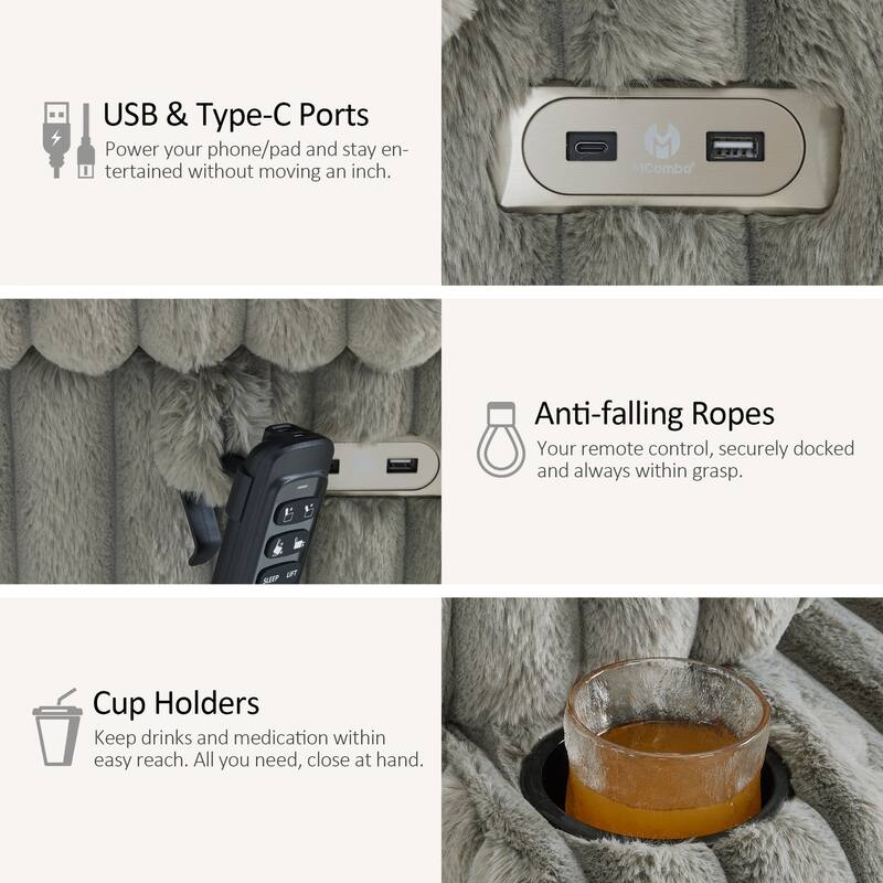 MCombo 180° Lay Flat Power Lift Recliner Chair for Elderly, Dual Motor Lift Chair with Full-Body Heating for Sleeping